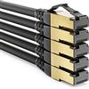 deleyCON 5x 0,25m Patch CAT8.1 Rete Dati S/FTP PiMF 2000 MHz 40 Gbit RJ45 LAN DSL CAT.8 Ethernet Connettore RJ45 - Nero