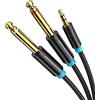 VENTION Cable de 3,5mm a Doble 6.35mm Mono Audio Jack Divisor de Macho a Macho Compatible con Computadora Portátil, Mezclador, Amplificador, Guitarra 0,5m