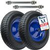 Garronda Set di 2 Ruote per Carrello 4.80/4.00-8 con Asse, Pneumatica 6PR Ruota Carriola con Valvola Auto, Ø 39×9,7 cm, foro 12 mm, portata fino a 250 kg - Mod. GD-0163, Nero/Blu