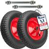 Garronda Set di 2 Ruote per Carrello 4.80/4.00-8 con Asse, Pneumatica 2PR Ruota Carriola con Valvola Auto, Ø 39×9,5 cm, foro 12 mm, portata fino a 210 kg GD-0163, Nero/Rosso