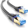 deleyCON 5m Cavo Piatto CAT8 in Nylon con Conduttori in Rame (40 Gbit/s) - Patch Ethernet Gigabit RJ45 Compatibile CAT6/CAT7/CAT8 - Nero