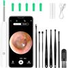 BUTBU Otoscopio, 8 Kit Pulizia Orecchie, Bianco | Impermeabile Endoscopio con 6 Luci LED, Pulisci Orecchie per iPhone, iPad e Android