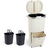 COSTWAY 38 L（12+12+14 L） Pattumiera Differenziata, Secchio Spazzatura a 3 Scomparti con Coperchi, 2 Secchi Rimovibili Pedale e Ruote, Bidoni Differenziata per Bagno Cucina Ufficio