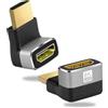 AXFEE 2Pz Adattatore HDMI, Mirco HDMI Maschio a Femmina, Supporto 8K/@60HZ | Angolo Retto 270 Gradi Connettore HDMI, Risoluzione 8K, per PC,Tablet,Videocamere, Monitor,TV