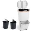COSTWAY 38 L（12+12+14 L） Pattumiera Differenziata, Secchio Spazzatura a 3 Scomparti con Coperchi, 2 Secchi Rimovibili Pedale e Ruote, Bidoni Differenziata per Bagno Cucina Ufficio