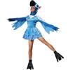 dressforfun 900540 - Costume per Donna Graziosa Paradisea, Pappagallo in Peluche Blu, Cuffia Becco Occhi Fiore (XXL | No. 302500)