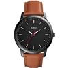 BUREI Orologi da uomo alla moda, minimalista, in pelle marrone, analogico, con cassa sottile, rosso, nero, marrone, Alla moda, classico, multifunzionale, facile da leggere, elegante gentleman