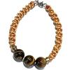 Ethnos Barcelona Bracciale artigianale in macramè con pietre "Occhio di tigre". Lunghezza: 17 cm.