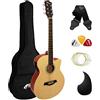 TIGER ACG4-NT Chitarra elettroacustica 4/4 misura intera per principianti con equalizzatore a 3 bande integrato - La confezione include custodia, tracolla e corde di ricambio - Naturale