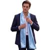 LA FERANI Sciarpa da Uomo 100% Seta Chiffon 180 x 80 cm Tinta Unita per Abito Blu Scuro, Panno di Seta Stola Business Style Regalo per Lui, Bianco