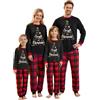 RUIWANBBY Pigiama di corrispondenza della famiglia di Natale Set Girocollo Manica Lunga Stampa Top Elastico Vita Plaid Pant 2 Pezzi Loungewear