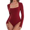 SHAPERIN Body Donna Maniche Lunghe Scollo Quadrato Elegante Bodysuit Top Leotard Long Sleeve Maglietta Intima
