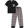 thepyjamafactory Pigiama lungo in cotone intrecciato a quadri neri e rossi per bambini
