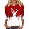 Generico Maglione Natalizio Donna - Felpe Stampa Natalizia Maglia Rossa Pullover Top Senza Cappuccio Natale Sweatshirt Natalizi Manica Lunga Invernale Girocollo Oversize Regalo Divertente