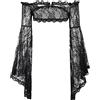 XCJIKUKE Top gotico da donna Punk Cover Ups Mesh Crop Top Vedere Attraverso Sexy Manica Lunga Camicetta Y2k Nero Rave Outfit Festival