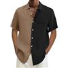 LKRSEEF Camicia Coreana Uomo Lino Manica Corta Camice Estiva Fiori Cotone di Cowboy Estivo Casual Oversize Militare Elegante Righe