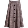 Generisch Maxi gonna da donna lunga elegante gonna invernale plaid calda gonna in lana a vita alta gonne a quadretti autunno elastico in vita midi gonna vintage a pieghe pieghe in tartan
