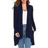 LZPCarra Cardigan da donna lungo e sottile in tessuto - Cardigan da donna, lungo, elegante cardigan a maniche lunghe, cappotto leggero, per le mezze stagioni, sottile, sexy, in cotone