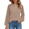 Zeagoo Camicetta da donna a maniche lunghe, elegante tunica in pizzo, scollo rotondo, maniche raglan waffle, camicetta pullover sottile