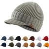 Magracy Cappello invernale da uomo con visiera in maglia spessa per esterni