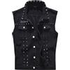 Rrongwn Gilet di jeans da uomo in denim con teschio stampa moda tempo libero cappotto di jeans vintage punk graffiti stampa senza maniche capispalla con bottoni