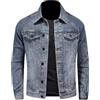SYDUZAX Giacca di Jeans Uomo Offerte Giacca in Denim Vintage a Maniche Lunghe Tinta Unita Girocollo con Cerniera e Tasche Giacca Elegante Casual Slim Fit Classica in Stile Western