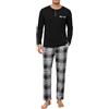 Uniexcosm Pigiama Uomo Lungo in Cotone con Pantaloni a Quadri | 95% o 65% cotone, collo serafino con 3 bottoni, taschino, maniche lunghe, pantaloni scozzesi, vita elastica e tasche