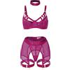 Generic Vestito Donna Sexy Aperto Vestiti Sexy Lingerie Corsetto Set Body in Pizzo Bustier Esotico con Girocollo Fascia per Le Gambe Reggicalze Pizzo Ricamato Completo Donna Hot per Sesso 38 40