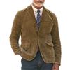 Di Yi Jia1 Giacca Blazer In Velluto a Coste Vintage Da Uomo Autunno Inverno Tre Bottoni Tasca Design Slim Fit Abito Cappotto