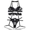 Generic Sexy Lingerie Donna Pizzo Lingerie Donna Sexy Collo Giarrettiera Ricamo Cintura con Ferretto Anello Perizoma Perizoma Reggiseno Body Aperto sotto Hot Capodanno