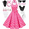 WILDPARTY Abito da donna anni '50, stile rockabilly, con 10 accessori | Costume vintage anni '50 con abito a pois per carnevale, rockabilly, feste da ballo e feste a tema anni '50