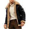 Suncadmious Sherpa Foderato Giacca di Pelle Uomini Camoscio Sherpa Shearling Pelliccia Sintetica Cappotto di Pelle di Pecora Cappotto Invernale Giacca di Pelliccia Collare