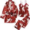 Generic Set Donna Sexy Rosso Perizoma Sexydonna Indumenti da Notte in Poliestere 3 Pezzi per La Casa Femminile Completino Donna Sexy Hot Vinile Body Oro