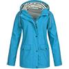 Kanpola Damen Shirts Kanpola, giacca da donna per le mezze stagioni, impermeabile, antivento, impermeabile, con cappuccio, Celeste., 54