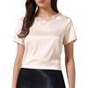 Allegra K Donna Top Estivi in Raso di Seta Eleganti Casual a Maniche Corte in Pizzo Floreale Eleganti Camicie da Lavoro
