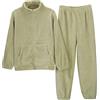 BIKETAFUWY Set di pigiama da donna, pilou pilou a collo alto, pigiama da donna, invernale, in pile caldo, con cerniera, a maniche lunghe e pantaloni morbidi, set di 2 pezzi, top e basso lungo loungewear