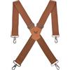 WELKINLAND Bretelle Marroni Larghe 5,1 Cm, Bretelle Da Lavoro Resistenti, Ganci Girevoli, Cinghia Spessa, Passanti Per Cintura, Per Uomo