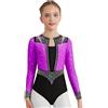 inhzoy Body da Danza Classica Balletto per Bambina Body Ginnastica Ritmica Manica Lunga Ballet Leotard con Strass Bodysuit da Allenamento Danza Moderna Yoga Jumpsuit