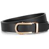 JasGood Cintura a cricchetto da donna, larghezza 3,1 cm, automatica, in pelle, per jeans, pantaloni con fibbia scorrevole dorata