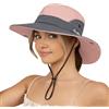 UTOWO Cappello da sole da donna, estivo, protezione dai raggi UV, da spiaggia, a tesa larga, in rete, con foro per coda di cavallo, pieghevole e ripiegabile