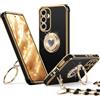 XYZ Custodia per Galaxy A35 5G con supporto, Samsung A35 con doppio anello, per donne e ragazze, custodia protettiva di lusso con cuore per Samsung Galaxy A35, nero