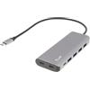 LMP - Hub USB-C, hub USB-A (4) e USB-C (3) a 7 porte, funzione di ricarica (BC1.2), alimentatore esterno (36 W), grigio siderale