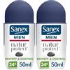 SANEX - Deodorante a sfera Men Natur Protect Respect & Control - Deodorante da uomo con pietra d'allume - Efficienza 24 h - 50 ml - (Confezione da 2)
