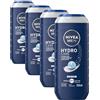 NIVEA MEN Doccia Shampoo Hydro Care 250 ml, Docciaschiuma uomo 3 in 1 per viso, corpo e capelli, Bagnoschiuma uomo con Aloe Vera, Profumo agrumato, pH neutro, Tutti i tipi di pelle (Confezione da 4)