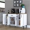 Dmora Credenza Kalausi 120x40x79h cm Bianco un Cassetto 2 Ripiani, Madia Apertura Battente, Scorrevole
