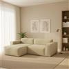Talamo Italia - Divano fisso con penisola Nadia, Divano componibile a 2 posti con penisola sinistra, Sofà in tessuto, 100% Made in Italy, Cm 220x170h70, Beige