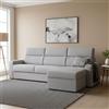 Dmora Divano Letto con Penisola Zosima 280x160 cm Grigio Sfoderabile Contenitore, Idrorepellente Multiposizione Trasformabile in Letto Made in Italy
