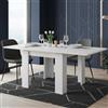 Dmora Tavolo Quadrato Apribile Caraibi, 90/180h78 cm Bianco, in Legno, Estensibile 4/6 Posti apertura a libro, Design moderno per salotto o cucina