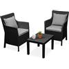 Dmora Set Salotto da Esterno Civitellaa Nero Antracite 2 Posti Un Tavolino, Salottino Outdoor Made in Italy