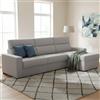 Dmora Divano Letto con Penisola Nuccia 280x160 cm Grigio Sfoderabile Contenitore, Idrorepellente Multiposizione Trasformabile in Letto Made in Italy